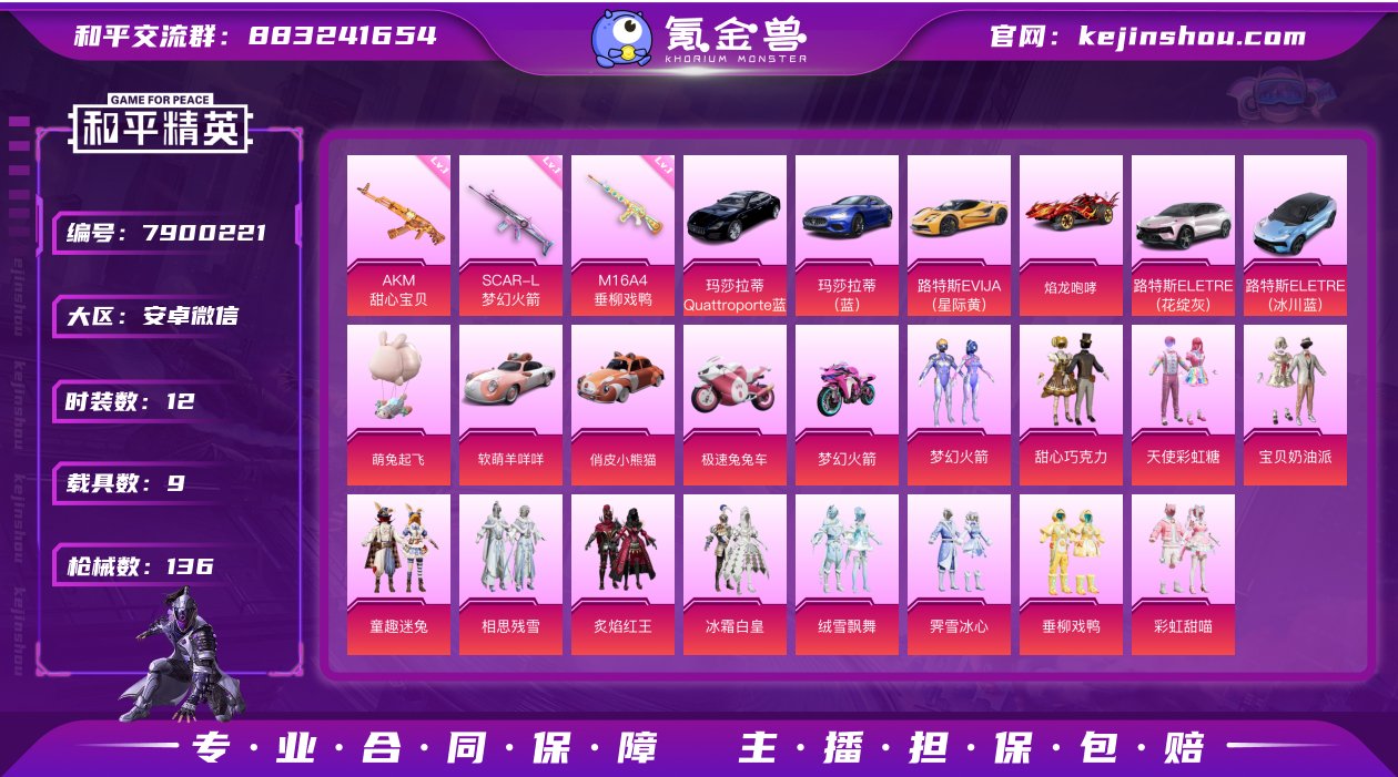 可二次【女号9载具12粉装3特效枪1僚机】...