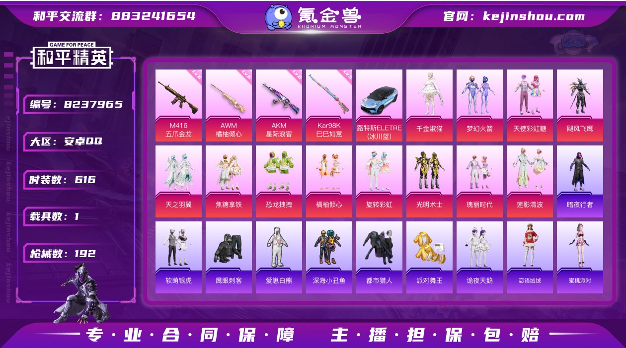 12粉装  4特效枪 1载具 都市  小金...