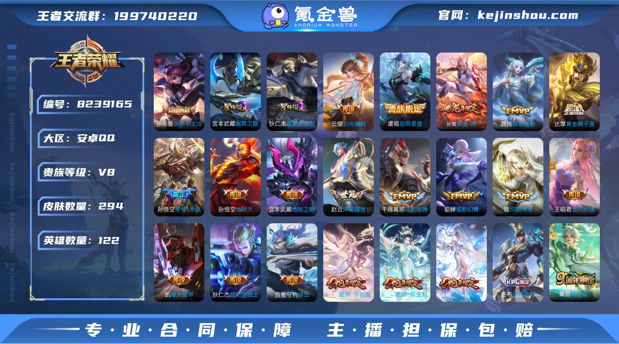 294皮肤1典藏22传说 杀手不太冷 至尊...
