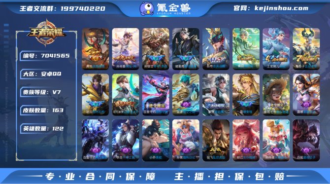 122英雄163皮肤5传说51史诗53限定...