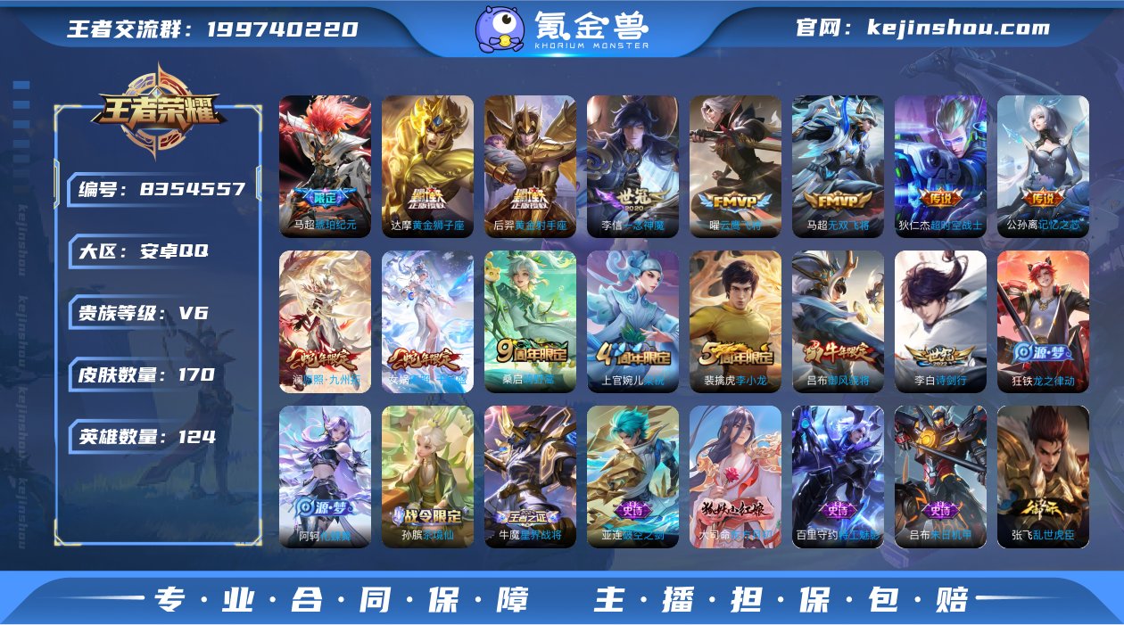 【WZN4100】贵族6/皮肤170/传说...