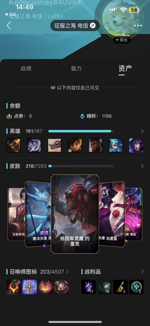 实名: 可修改 实名人: 是本人 英雄数:...