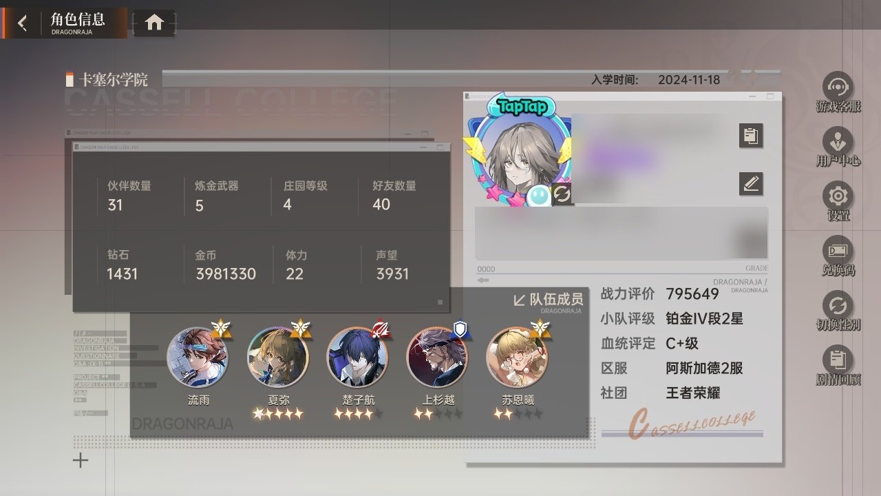 贵族等级: 贵族C级 血统评定: 小队评...