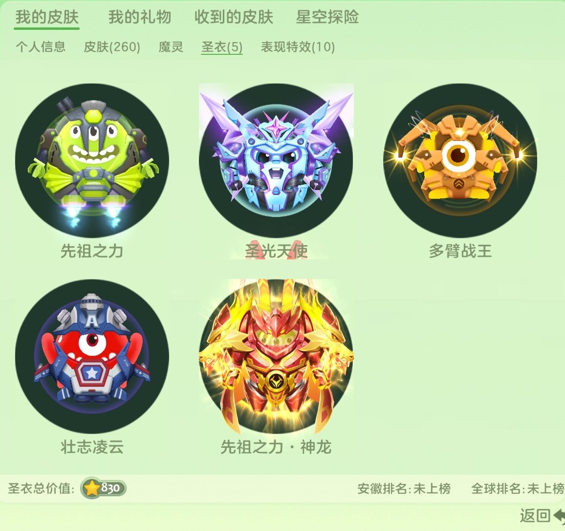 圣衣: 壮志凌云,多臂战王,先祖之力,圣光...