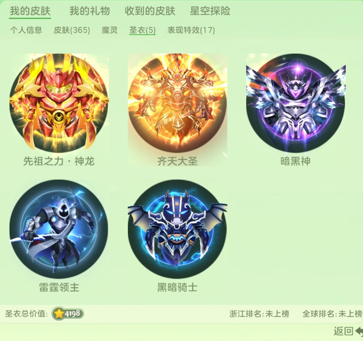 贵族等级: 球仙 圣衣: 先祖之力,黑暗骑...