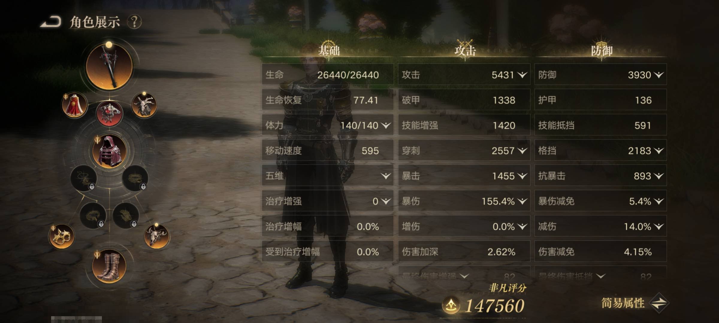 角色:战士 角色性别:男 总评分:147560