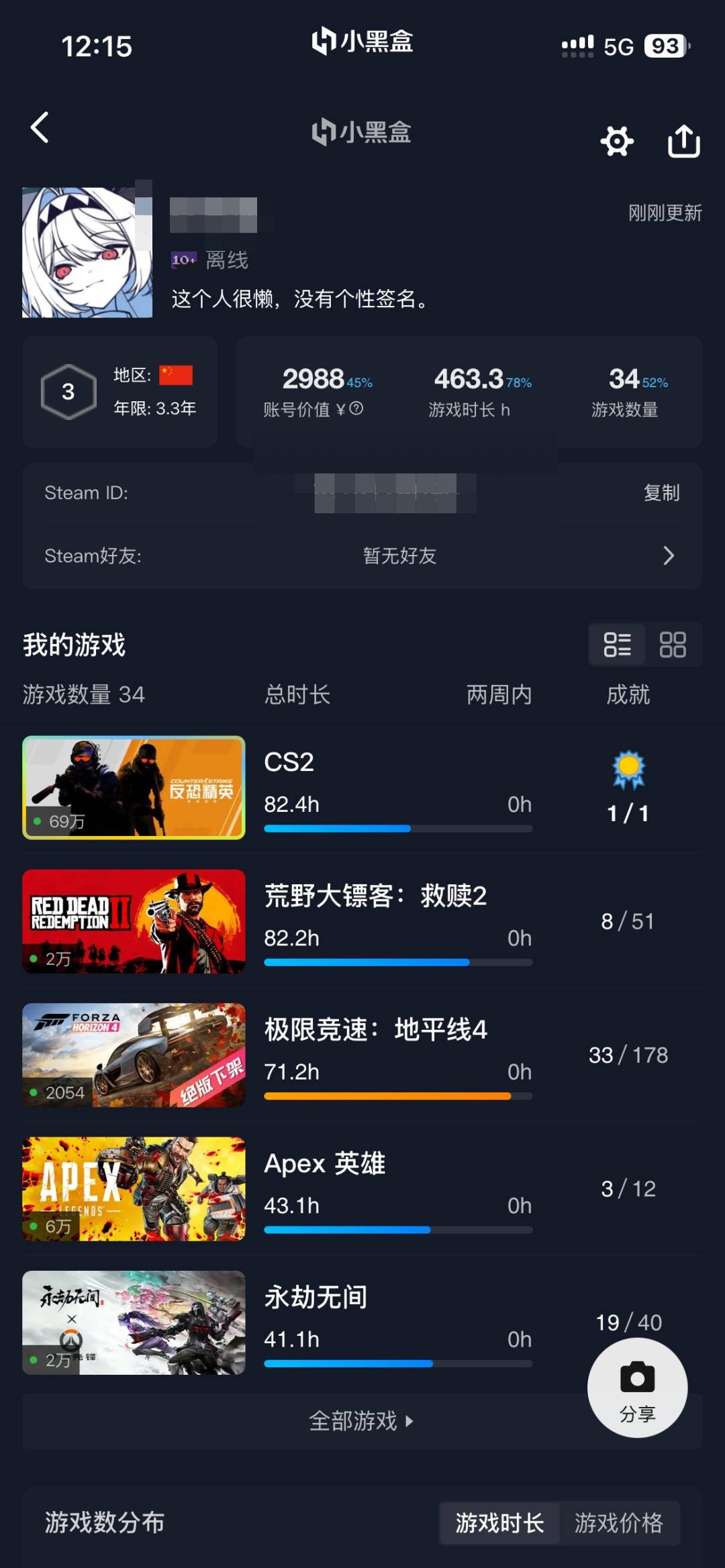 卖家说:自己的号，不想玩了，便宜出