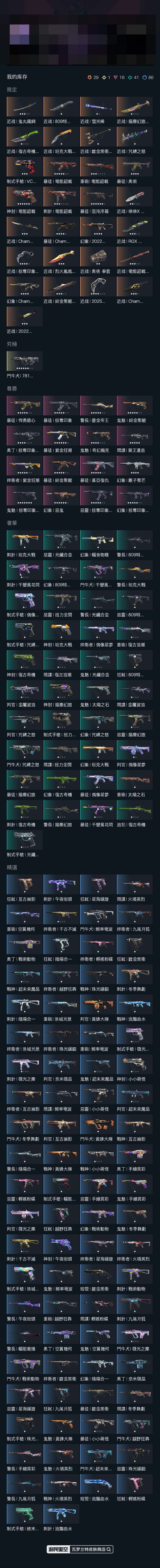 白银 究极皮肤数:1 限定皮肤数:29 尊...